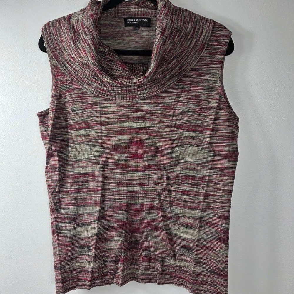Jones New York Collection Womens Sweater Size L Sleeveless Cowl Neck Multi Color - Picture 1 of 6